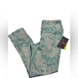 Vively Girls Print Leggings • Size 10/12 • Light Blue and Metallic